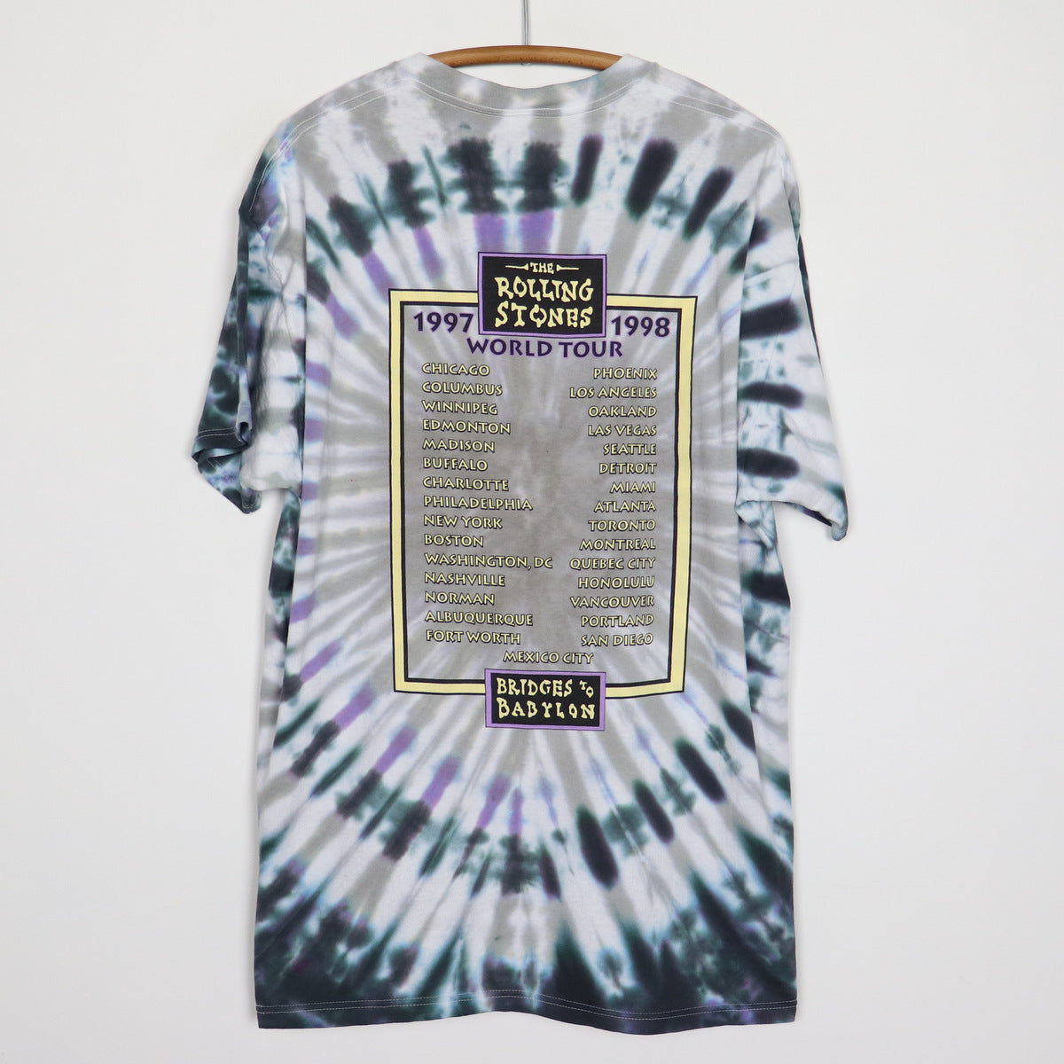1997 Rolling Stones Bridges To Babylon Tour Tie Dye Shirt