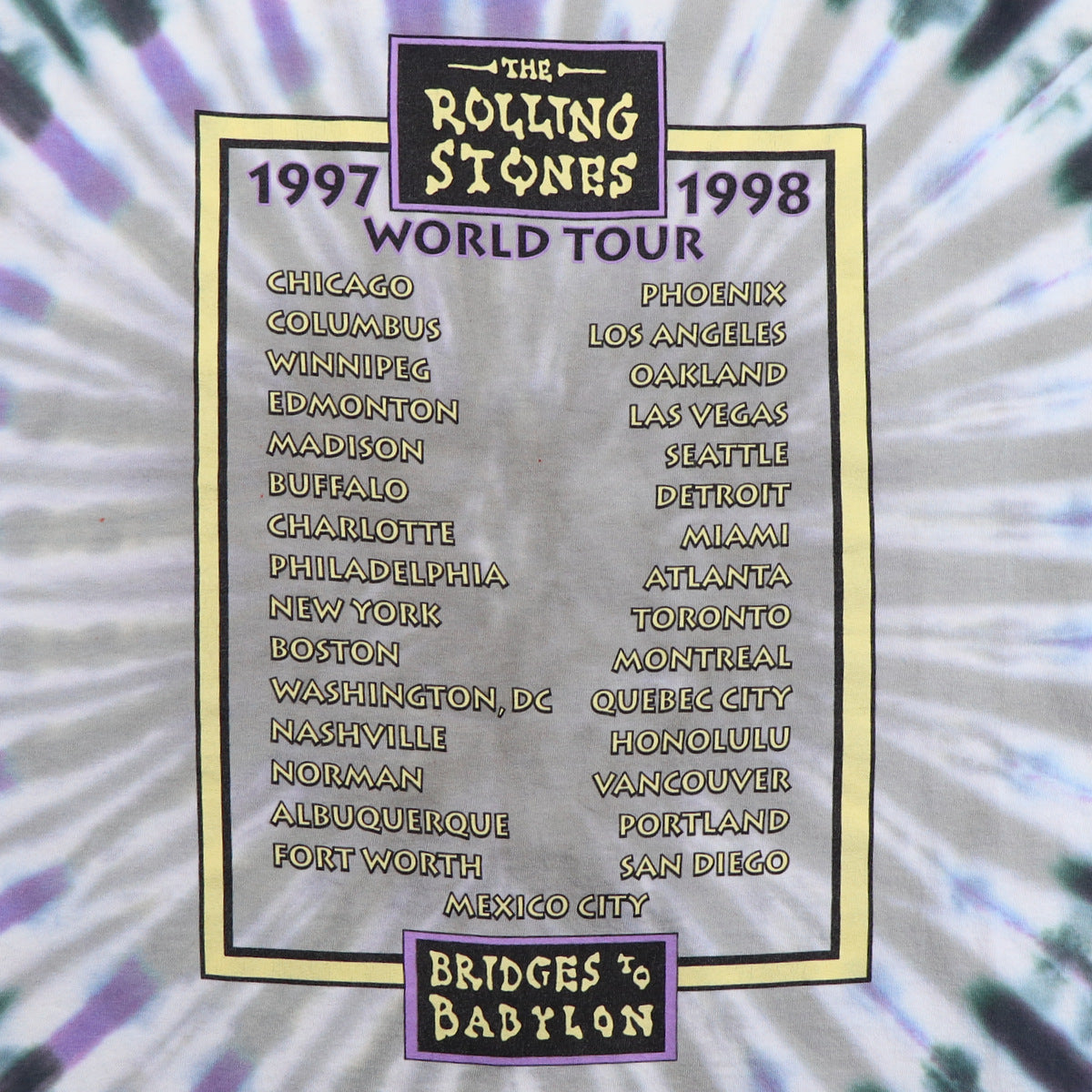 1997 Rolling Stones Bridges To Babylon Tour Tie Dye Shirt