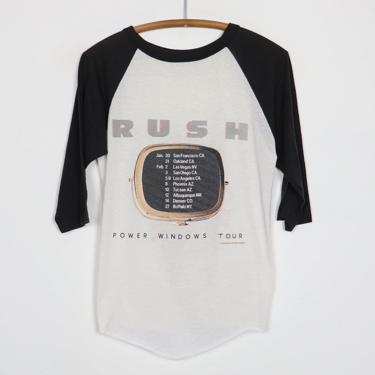 1985 Rush Power Windows Tour Jersey Shirt