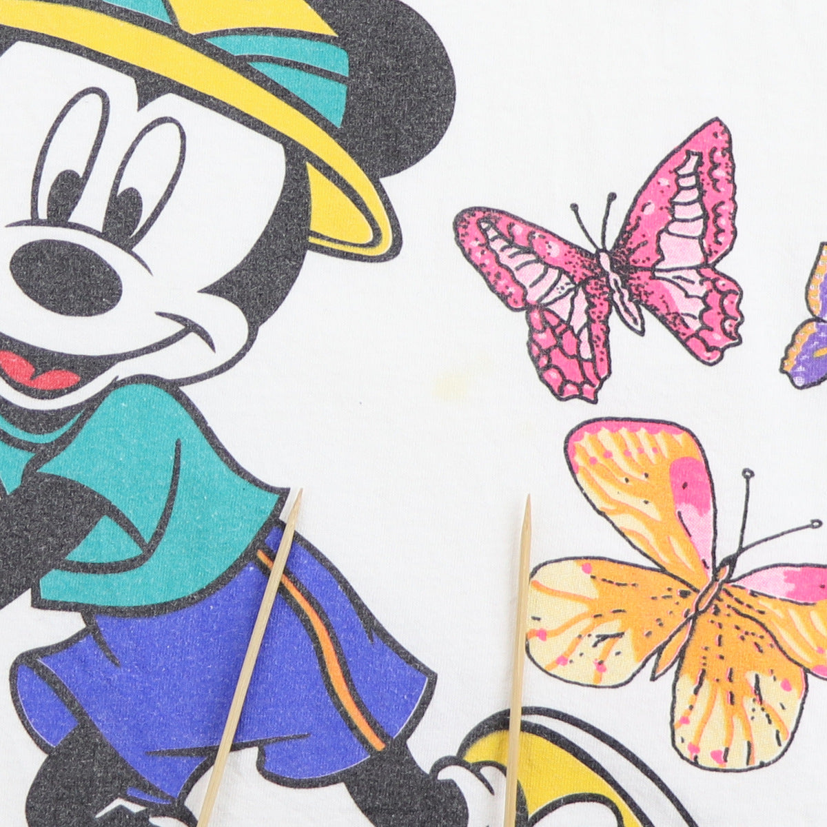 1990s Mickey Mouse Disney Butterflies All Over Print Shirt