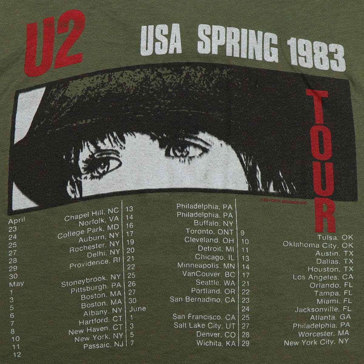 1983 U2 War Tour Shirt