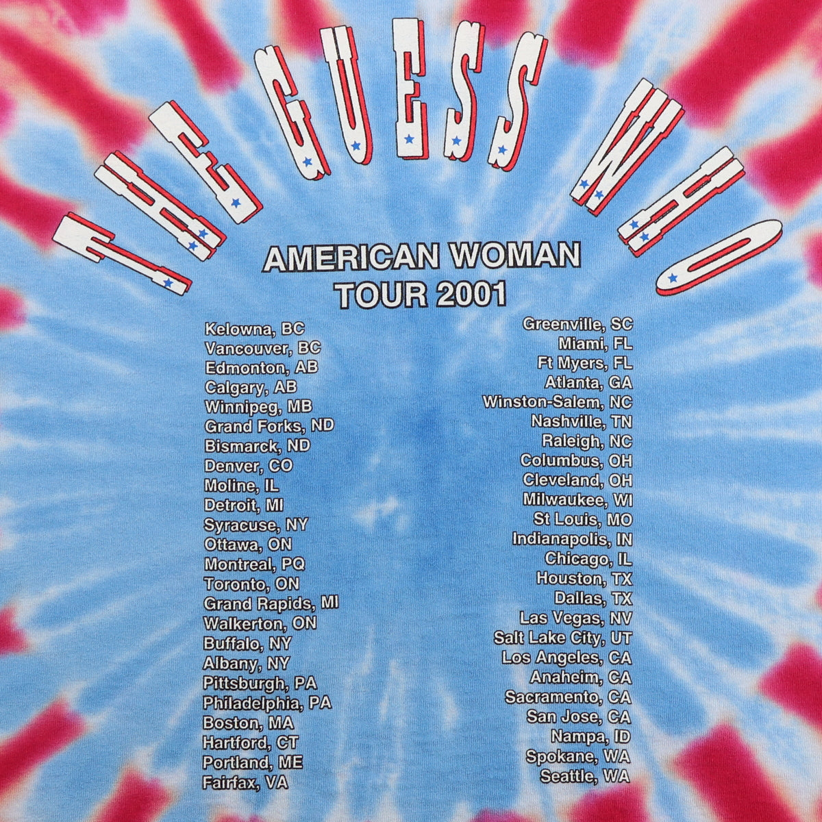 2001 The Guess Who Tour Tie Dye Shirt