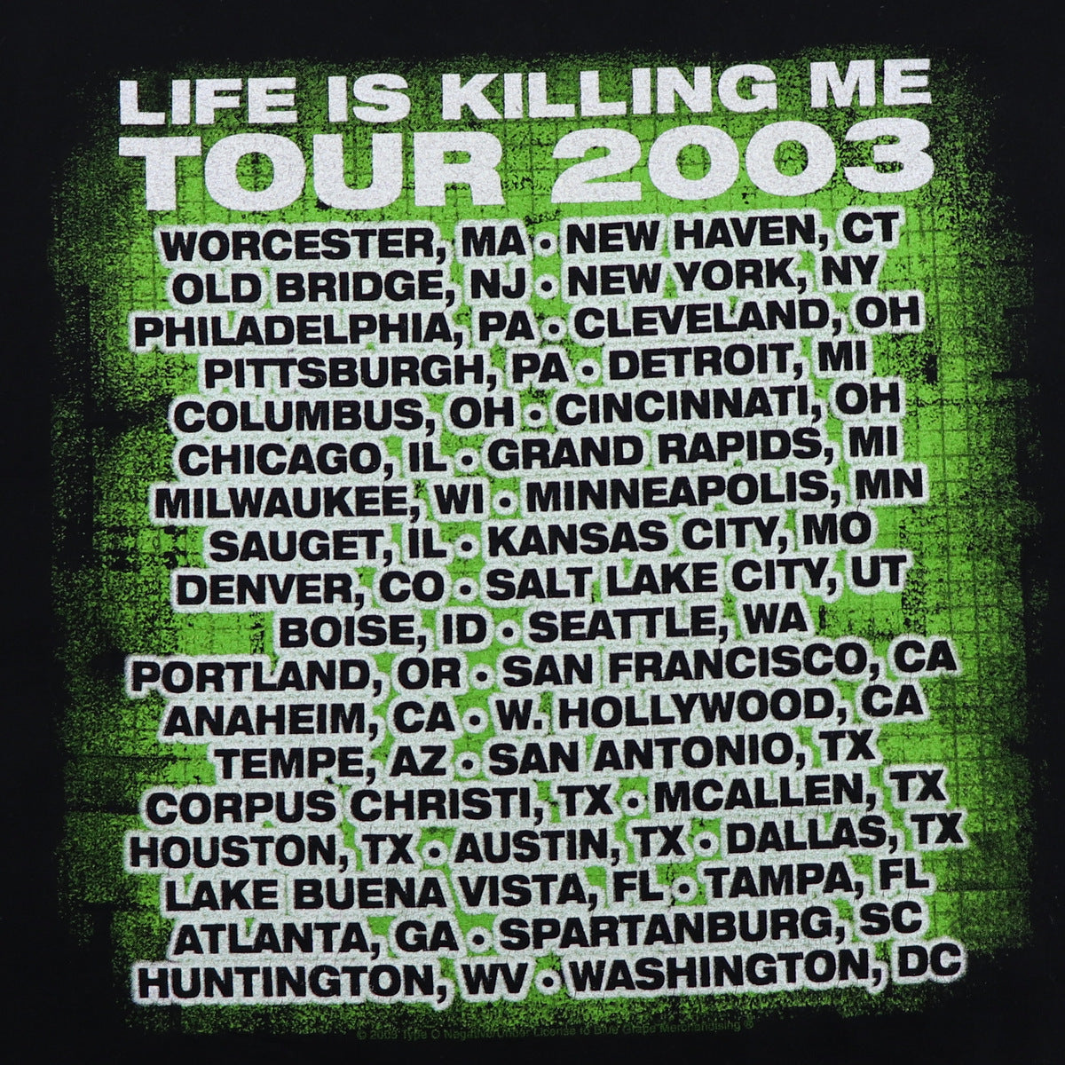 2003 Type O Negative Life Is Killing Me Tour Shirt