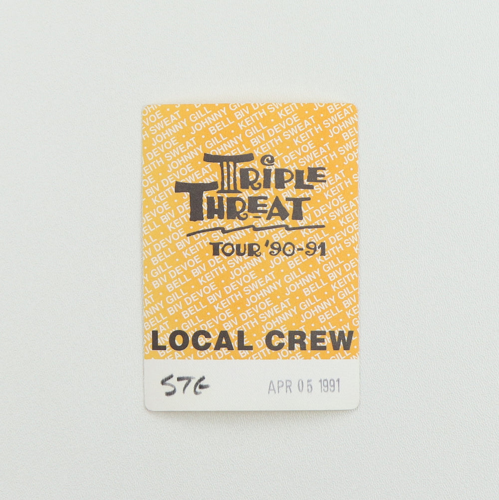 1991 Triple Threat Tour Local Crew Backstage Pass