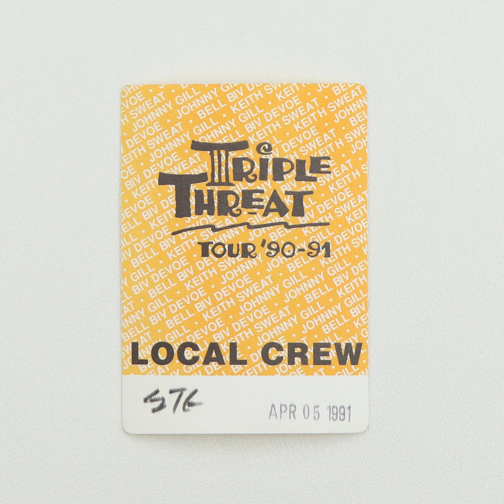 1991 Triple Threat Tour Local Crew Backstage Pass