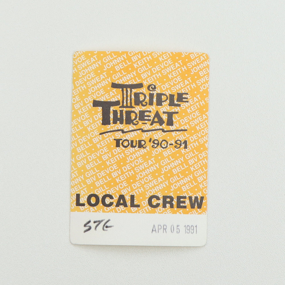 1991 Triple Threat Tour Local Crew Backstage Pass