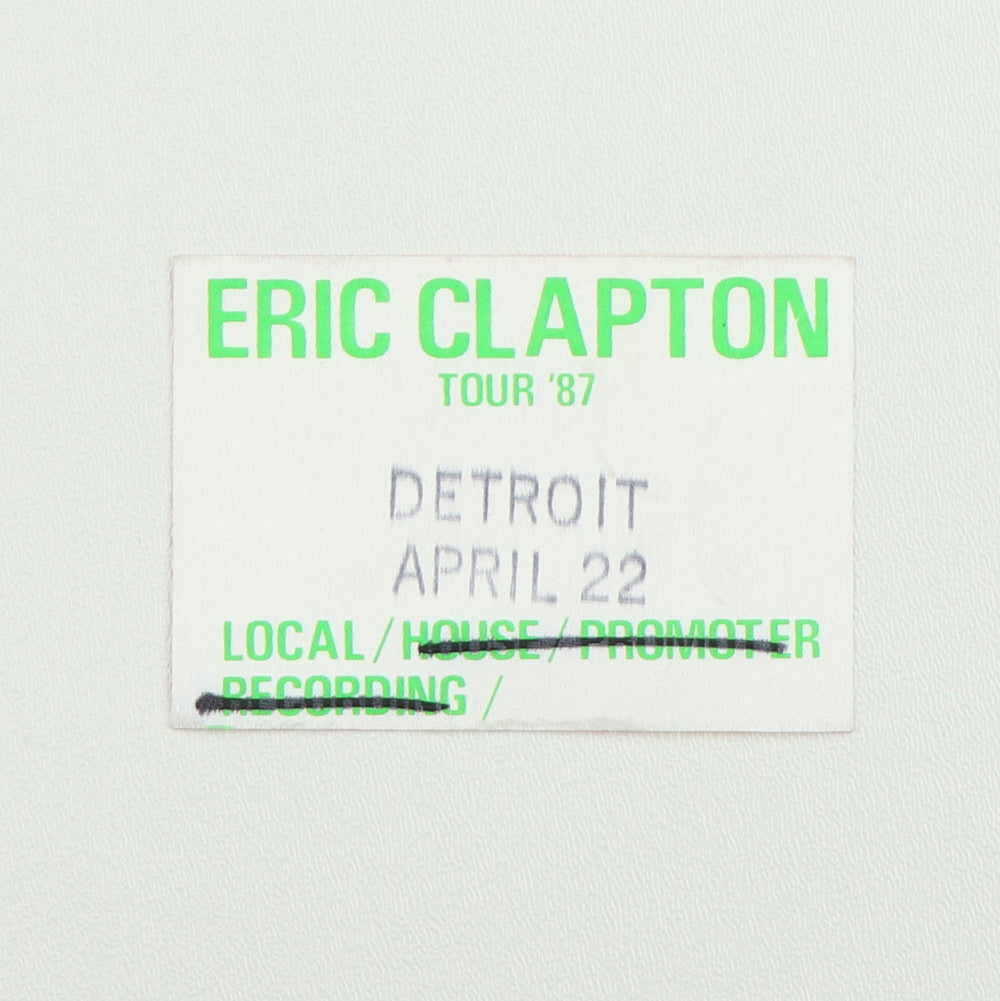 1987 Eric Clapton Local Backstage Pass