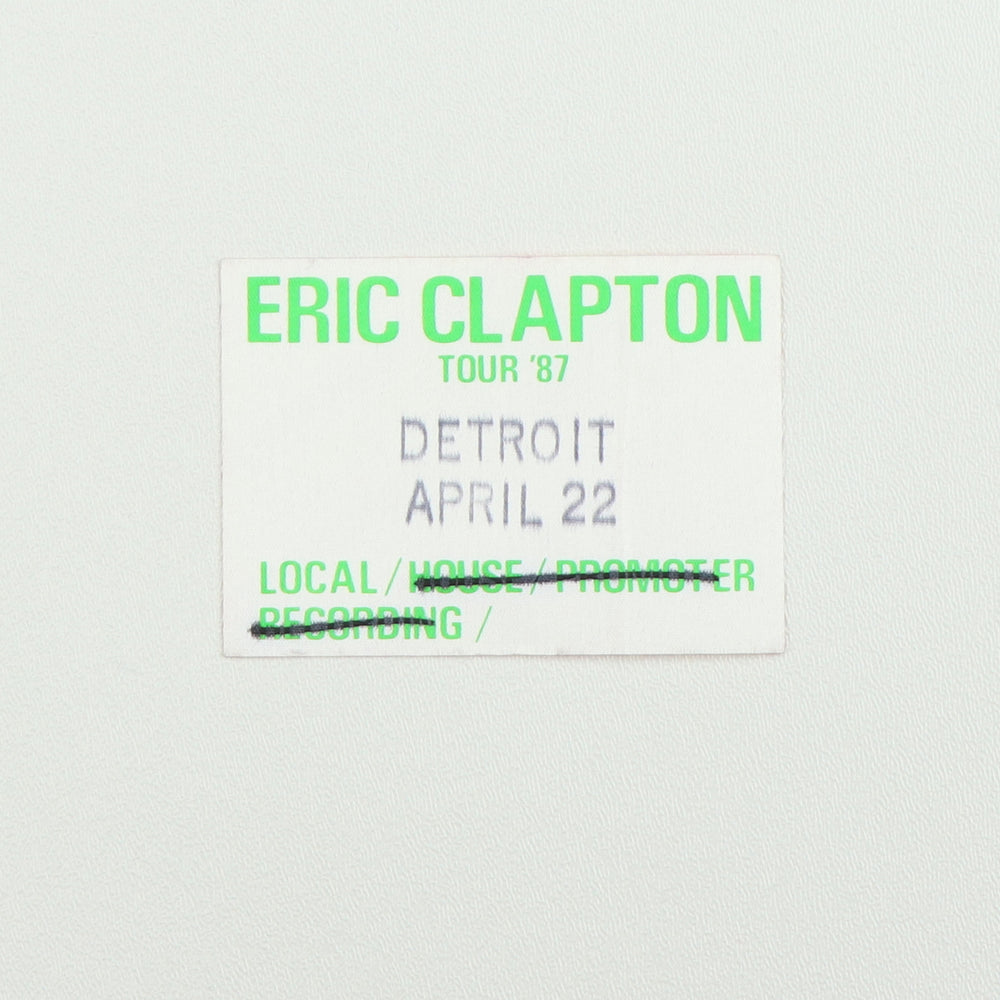 1987 Eric Clapton Local Backstage Pass
