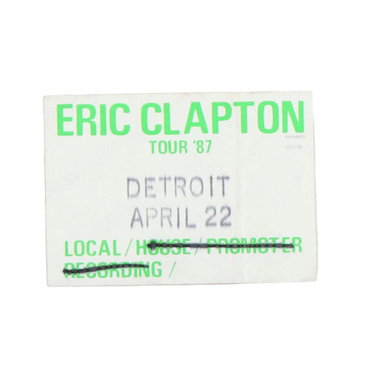 1987 Eric Clapton Local Backstage Pass