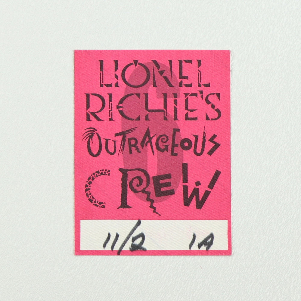1987 Lionel Richie’s Outrageous Crew Backstage Pass