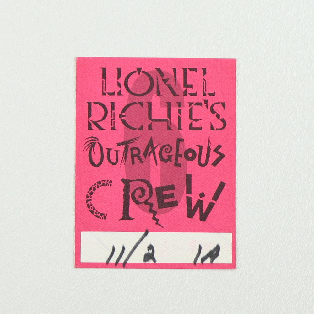 1987 Lionel Richie’s Outrageous Crew Backstage Pass