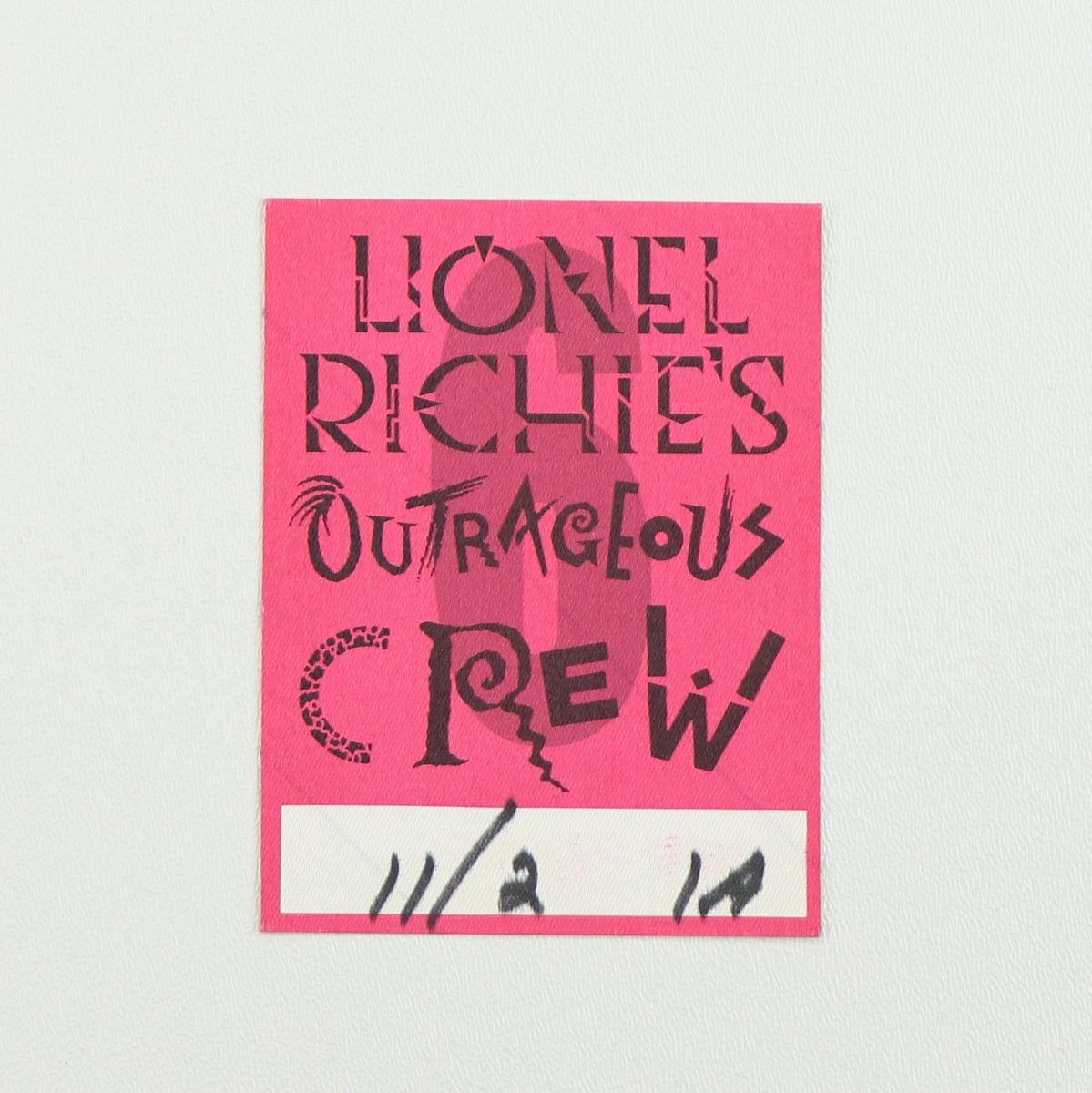 1987 Lionel Richie’s Outrageous Crew Backstage Pass