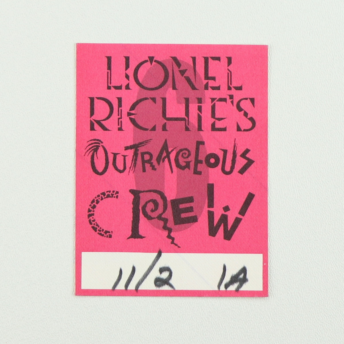 1987 Lionel Richie’s Outrageous Crew Backstage Pass