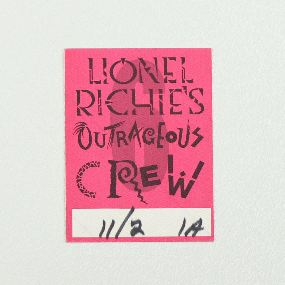 1987 Lionel Richie’s Outrageous Crew Backstage Pass