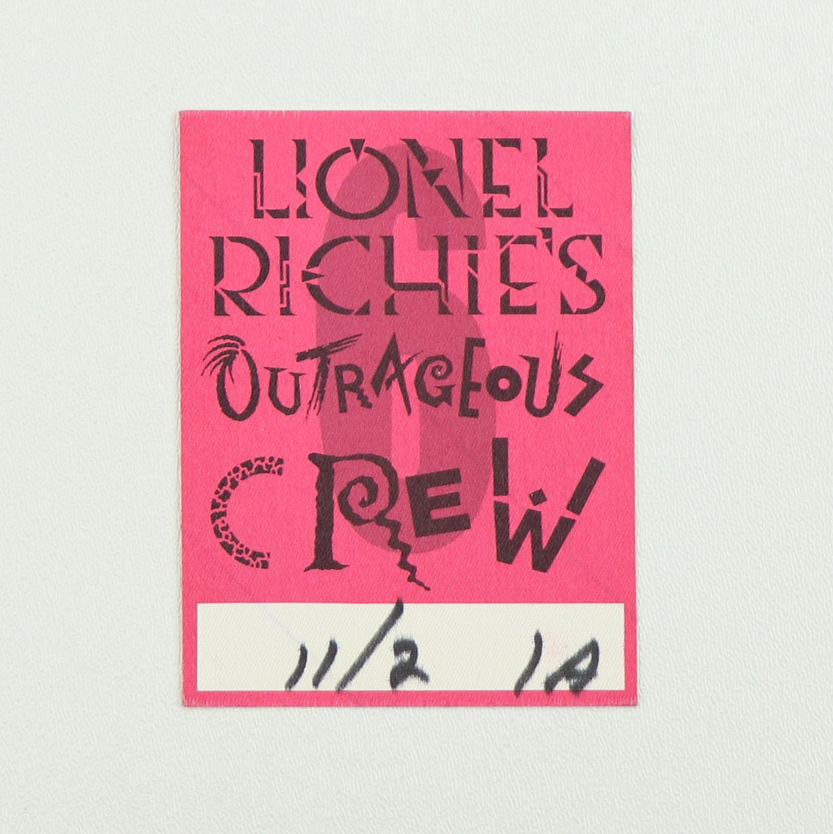 1987 Lionel Richie’s Outrageous Crew Backstage Pass