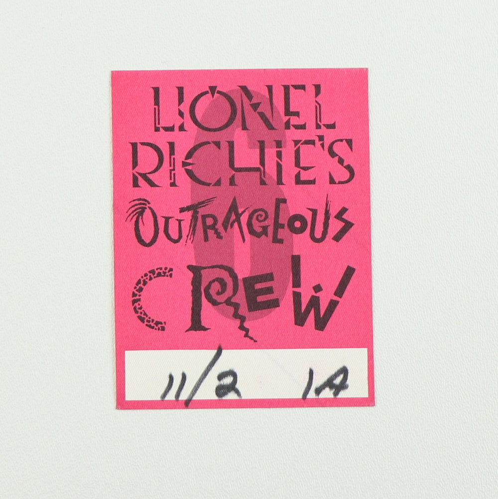 1987 Lionel Richie’s Outrageous Crew Backstage Pass