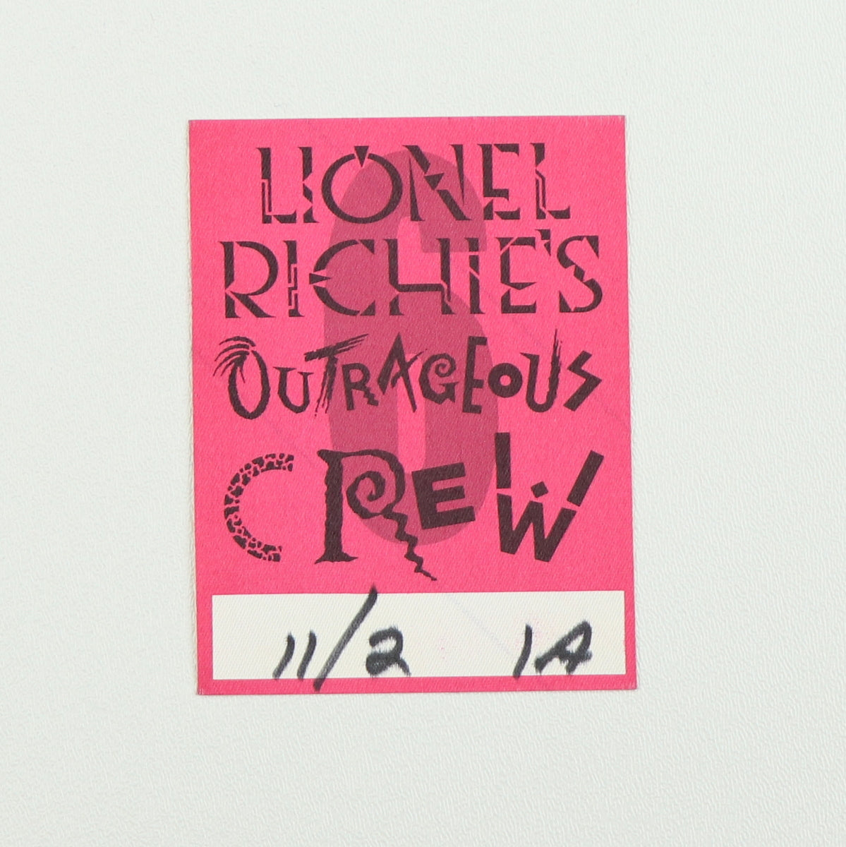 1987 Lionel Richie’s Outrageous Crew Backstage Pass