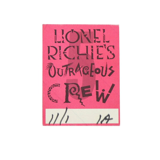 1987 Lionel Richie’s Outrageous Crew Backstage Pass