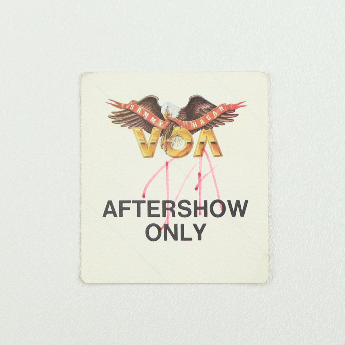 1984 Sammy Hagar VOA Tour Aftershow Only Backstage Pass