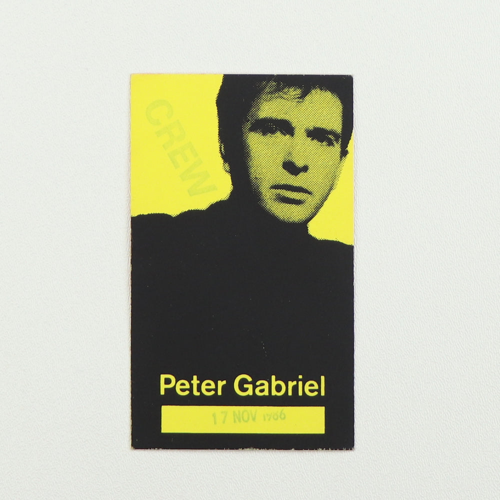 1986 Peter Gabriel So Tour Crew Backstage Pass