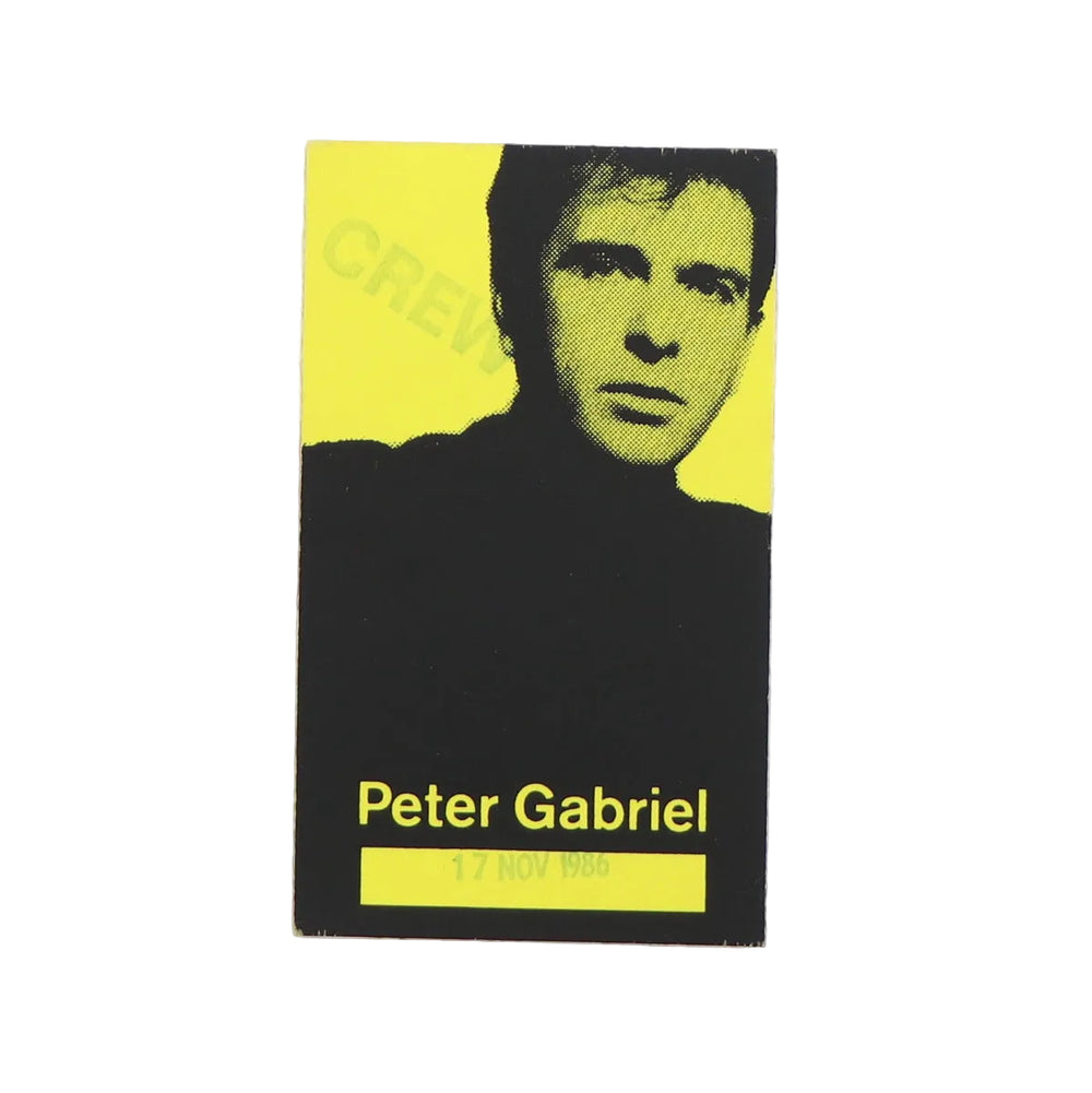 1986 Peter Gabriel So Tour Crew Backstage Pass