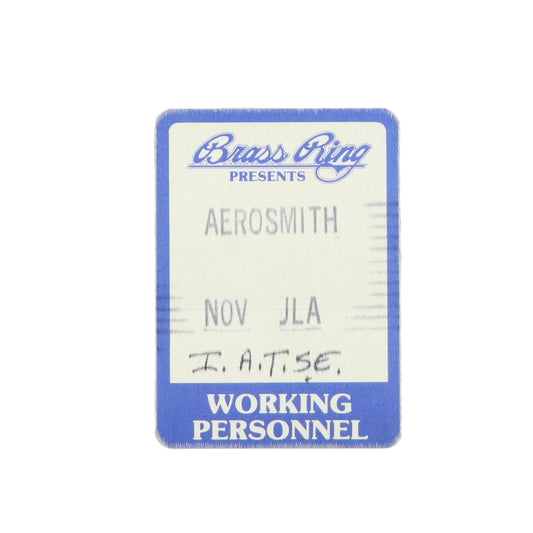 1980’s Aerosmith Tour Working Personnel Backstage Pass