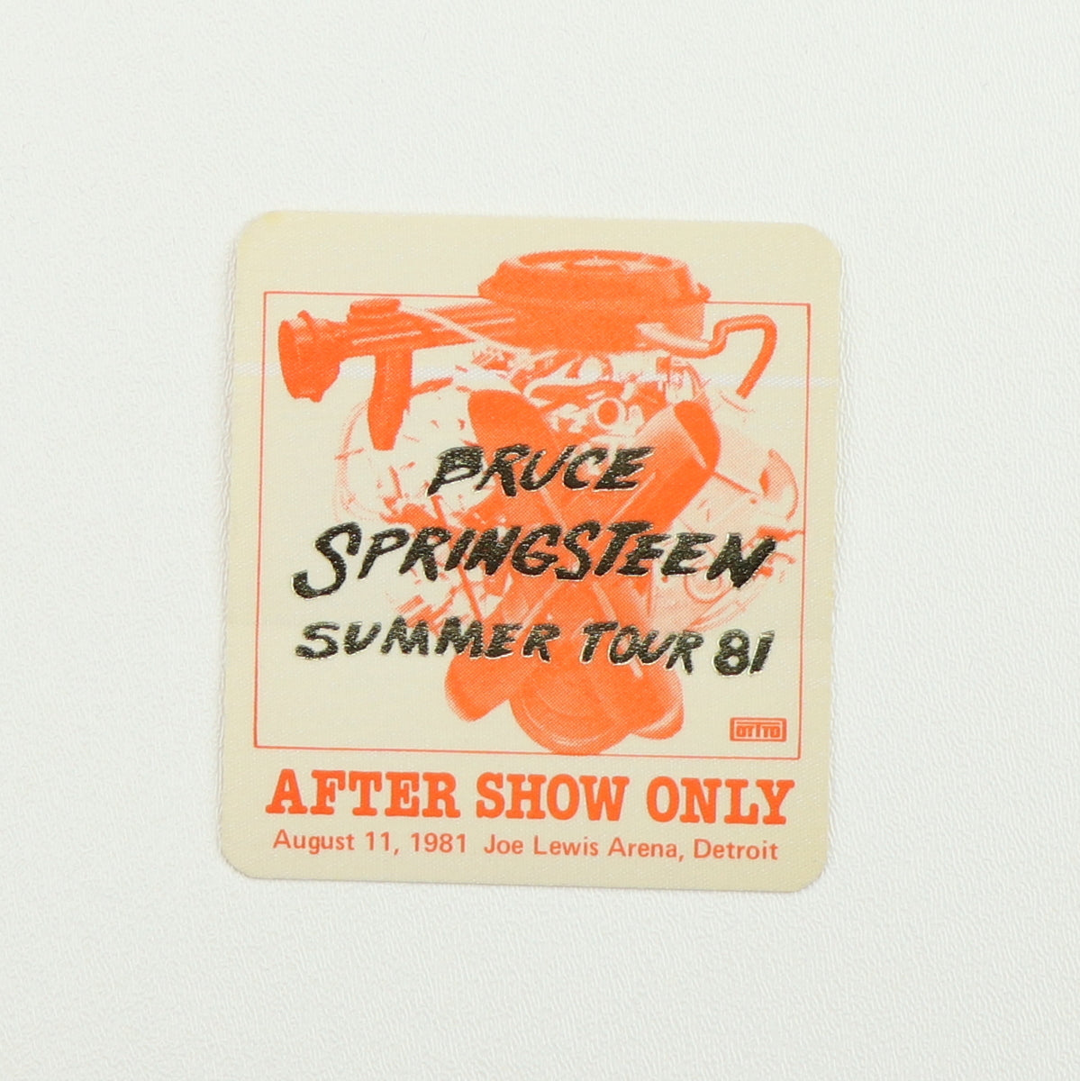 1981 Bruce Springsteen Summer Tour Aftershow Backstage Pass