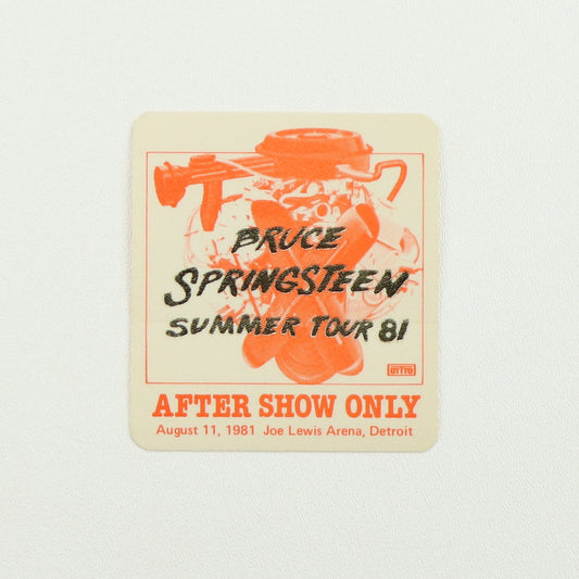 1981 Bruce Springsteen Summer Tour Aftershow Backstage Pass