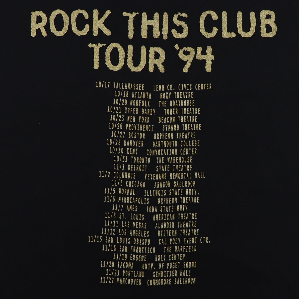 1994 Pretenders Rock This Club Tour Shirt