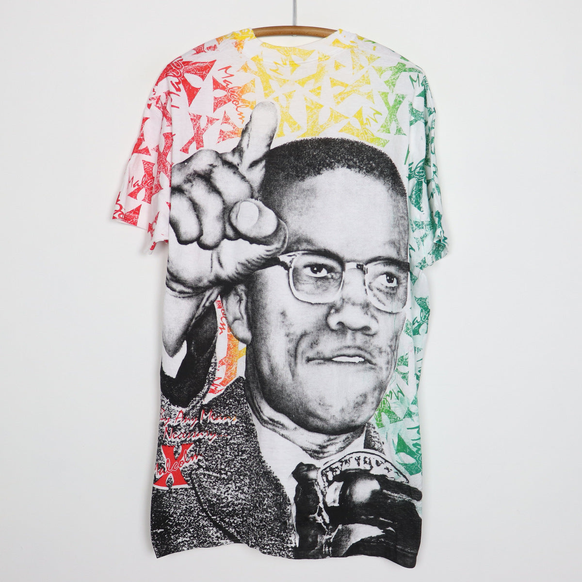 1990s Malcolm X All Over Print Shirt