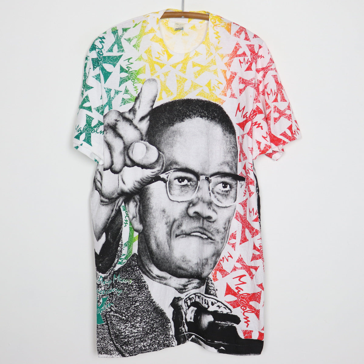 1990s Malcolm X All Over Print Shirt