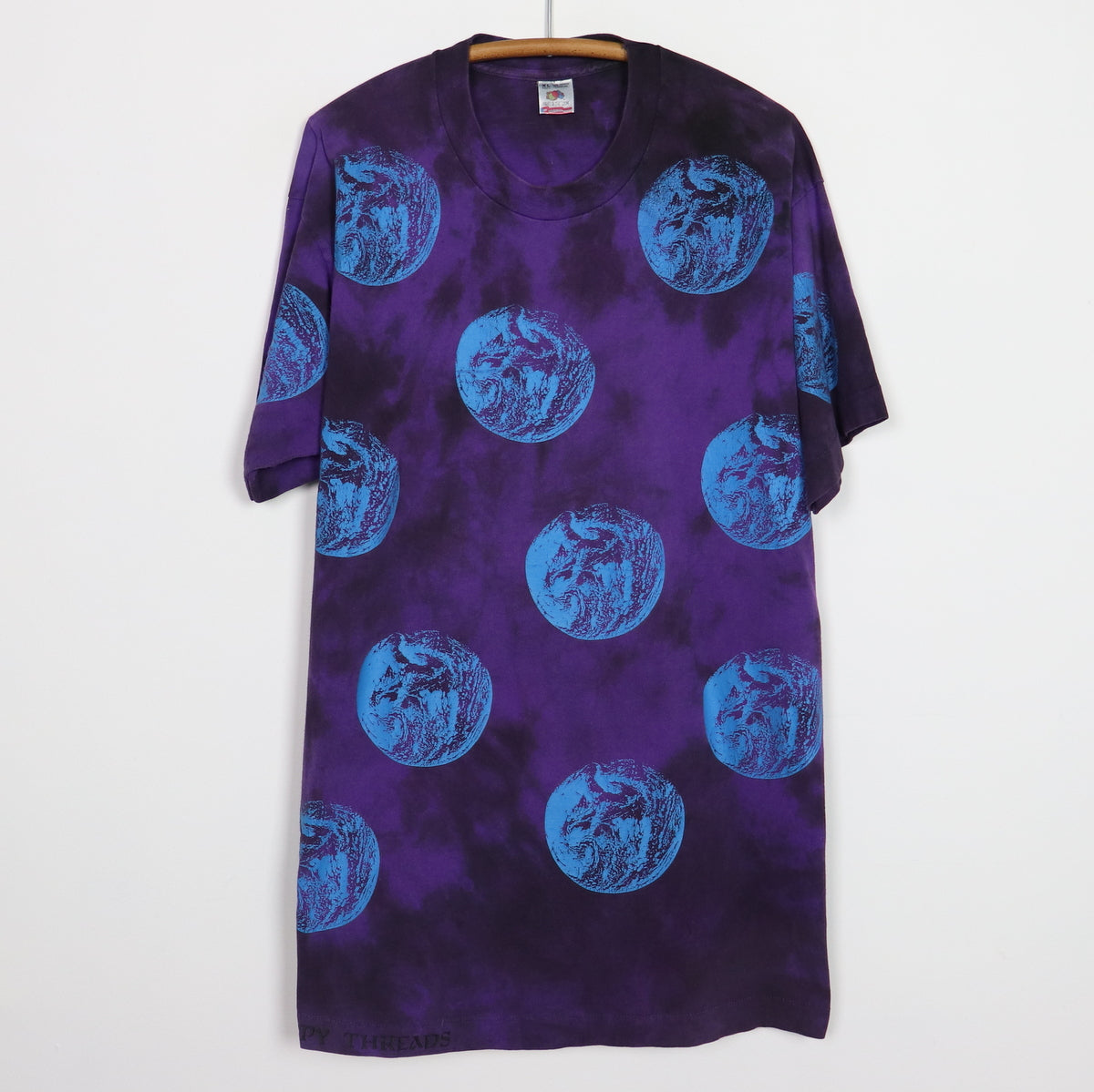 1990s Nappy Threads Earth All Over Print Tie Dye Shirt | Authentic 