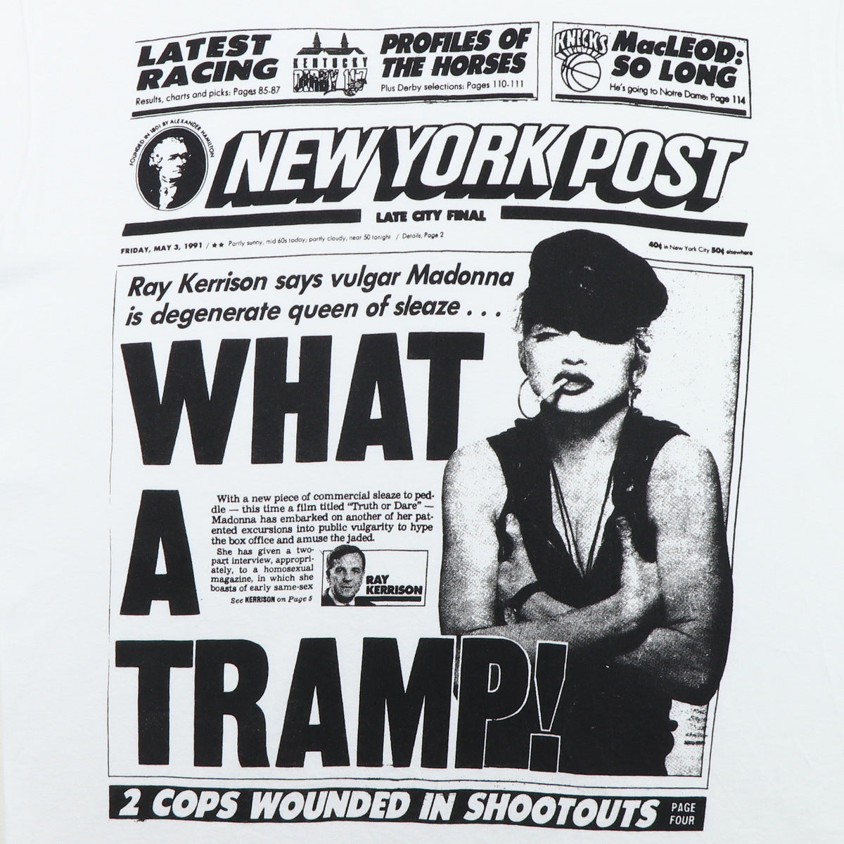 1990s Madonna What A Tramp Newspaper Shirt