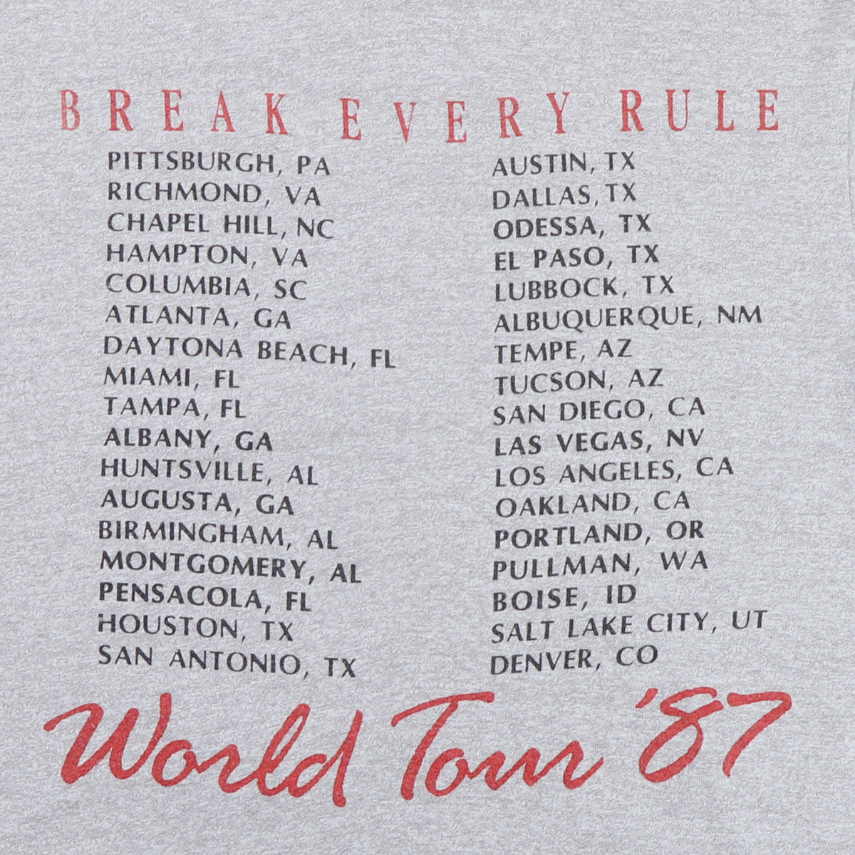 1987 Tina Turner Break Every Rule Tour Shirt