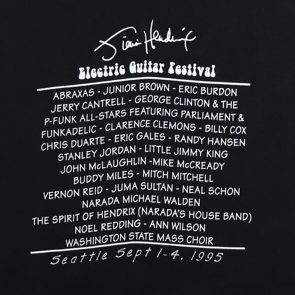 1995 Jimi Hendrix Electric Guitar Festival Seattle Shirt