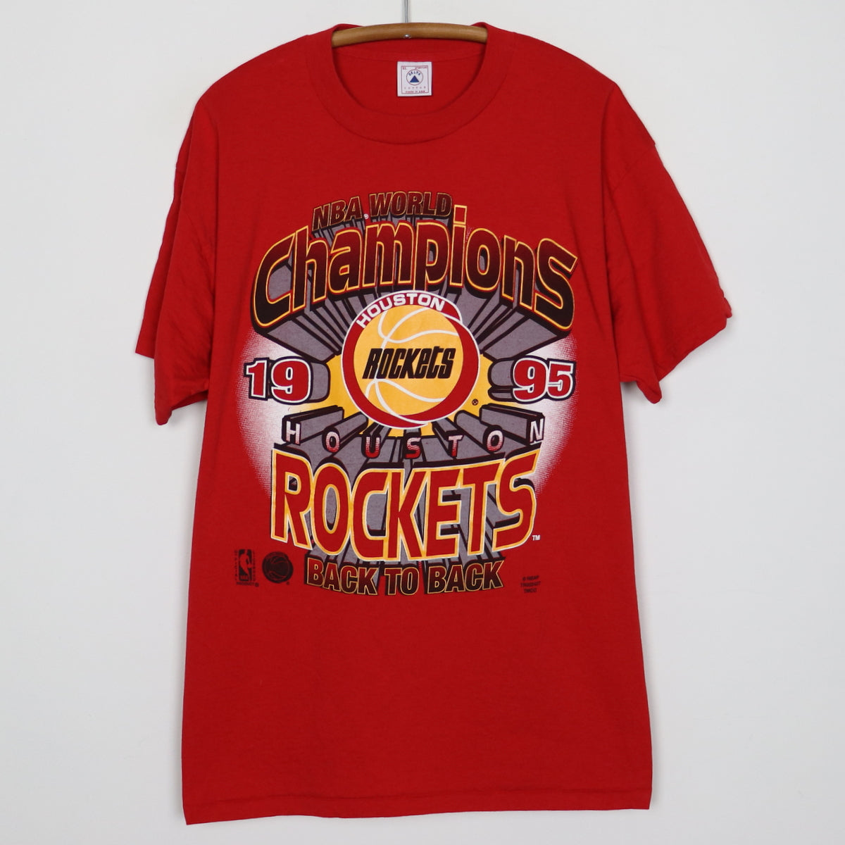 Wyco Vintage 1995 Houston Rockets Back to Back Champions Shirt