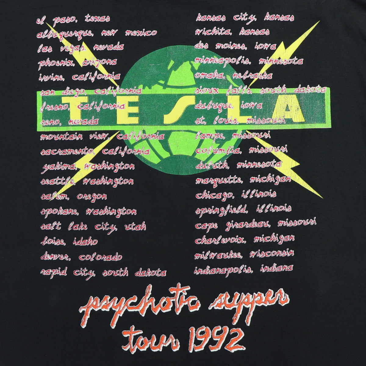 1992 Tesla Psychotic Supper Tour Shirt
