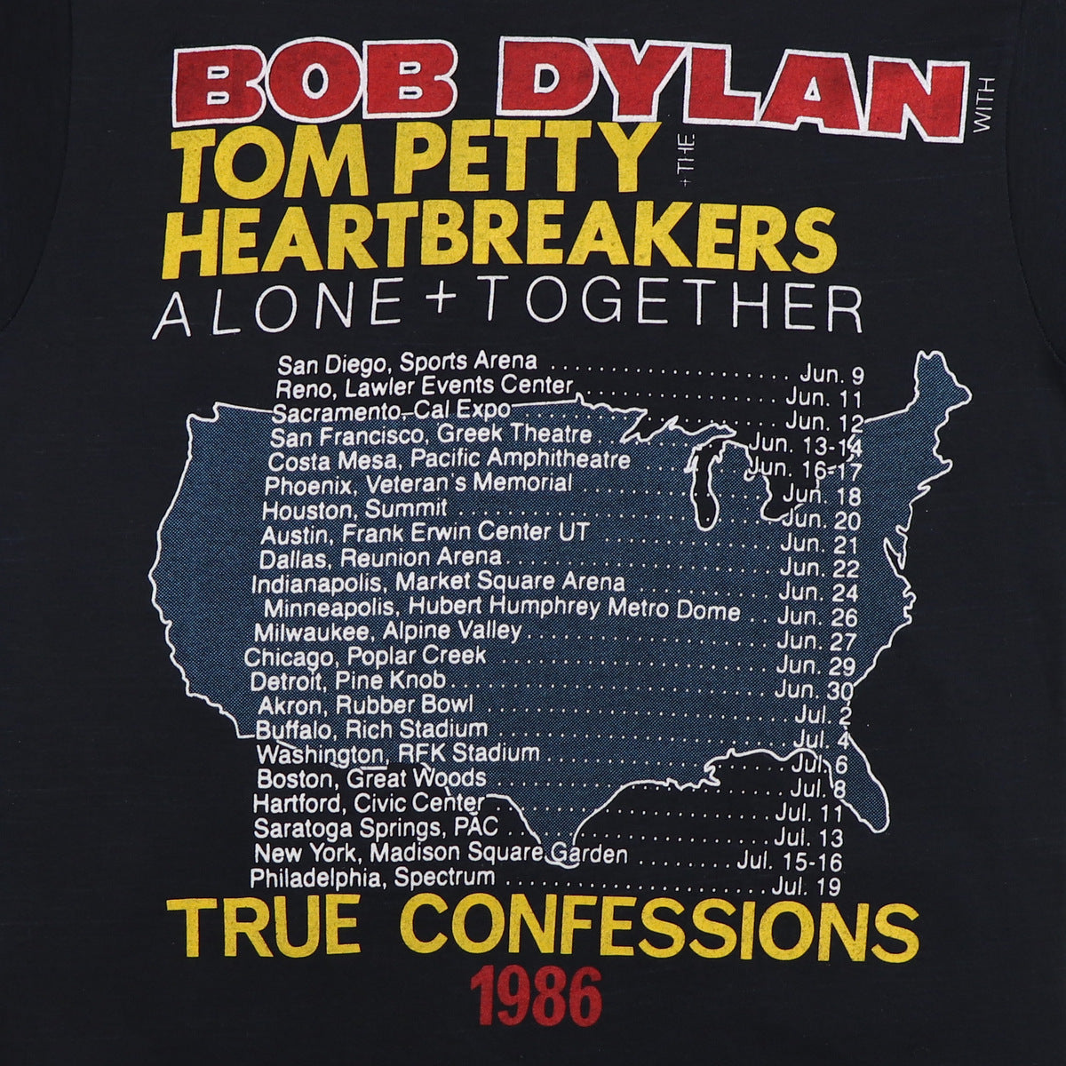1986 Bob Dylan Tom Petty True Confessions Tour Shirt