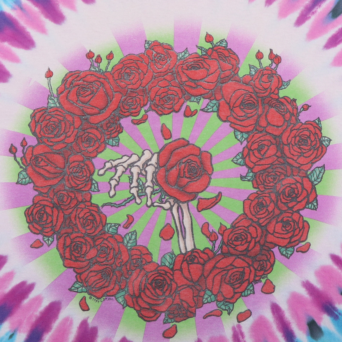 1993 Grateful Dead Boston Garden Liquid Blue Tie Dye Shirt