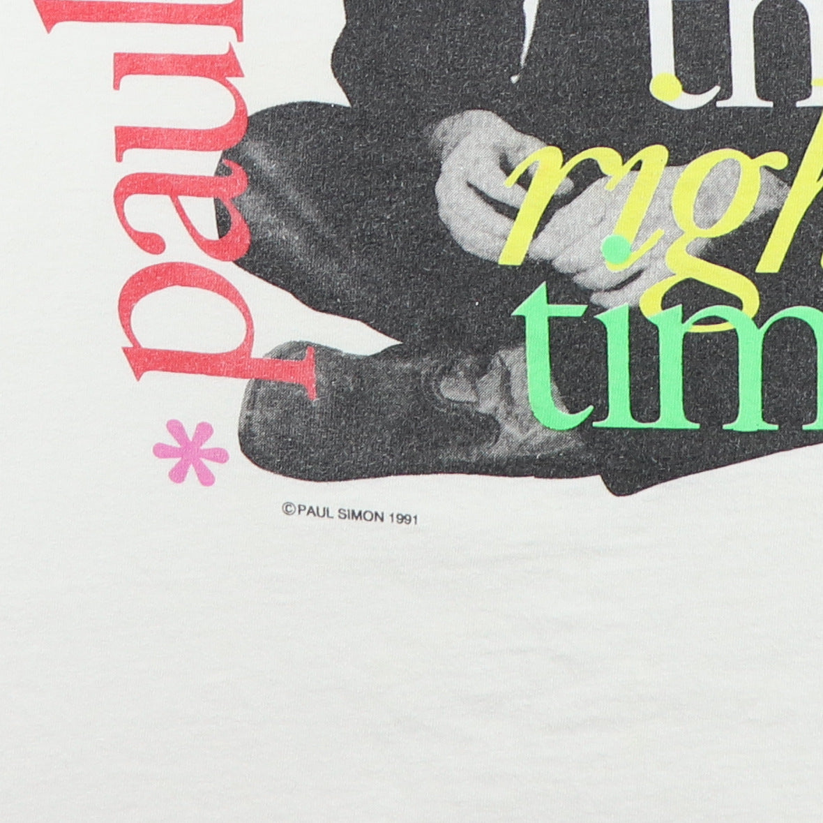 1991 Paul Simon Born At The Right Time Tour Shirt