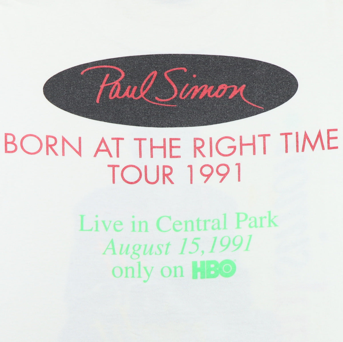 1991 Paul Simon Born At The Right Time Tour Shirt