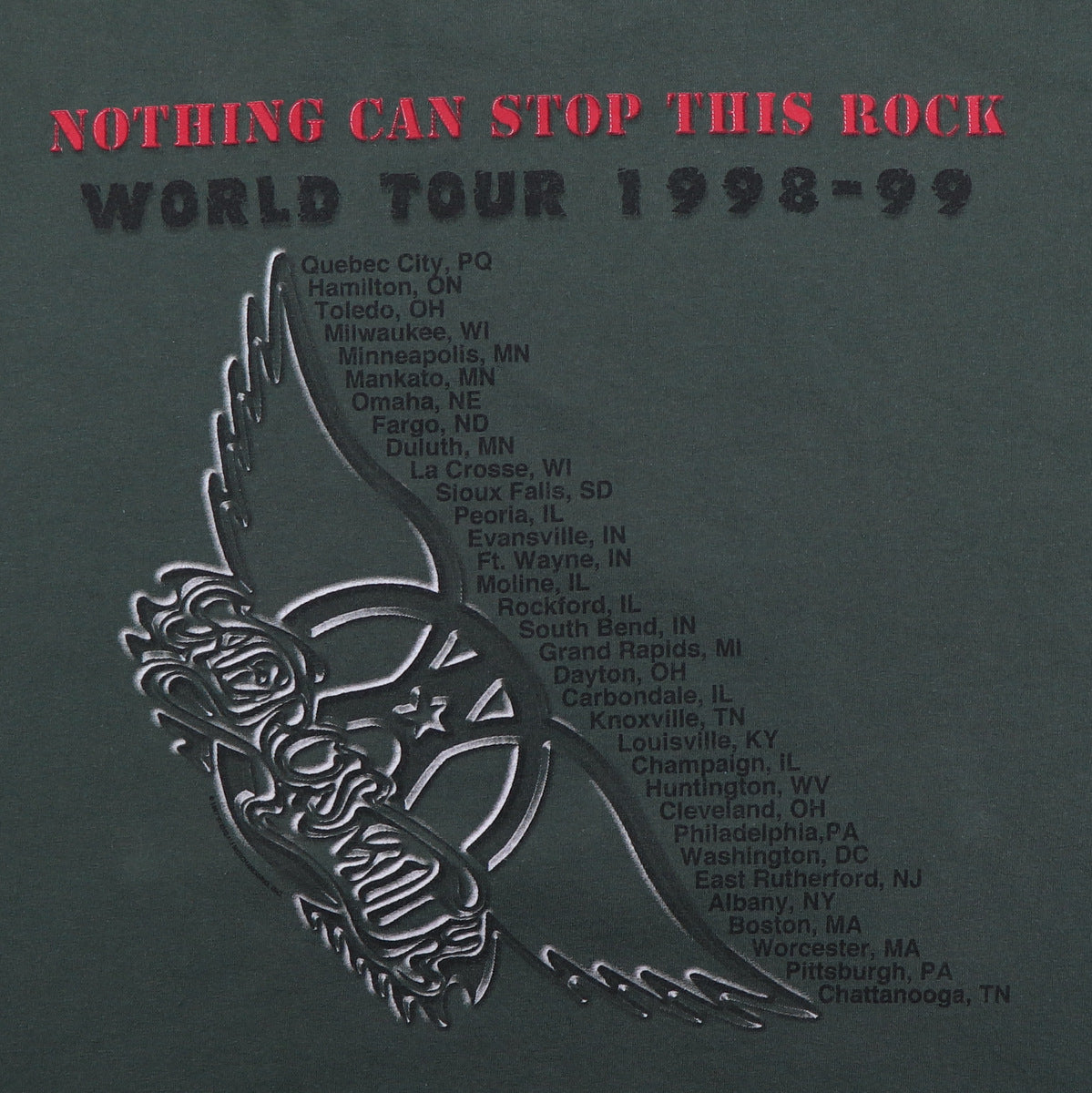 1998 Aerosmith Nothing Can Stop This Rock World Tour Shirt