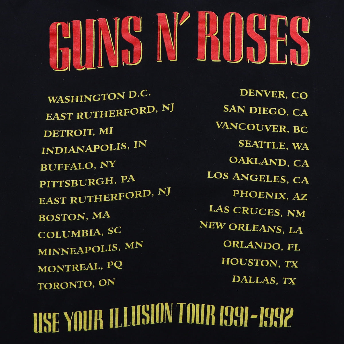 1992 Guns N Roses Use Your Illusion Tour Shirt