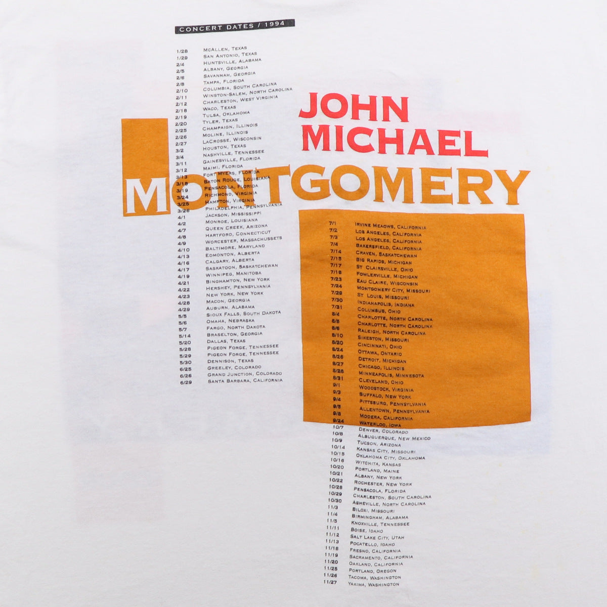 1994 John Michael Montgomery Kickin' It Up Tour Shirt