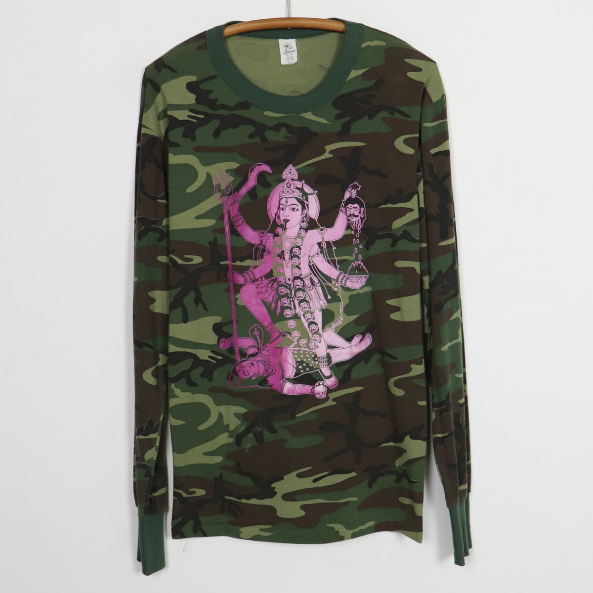 1980s Kali Hindu Goddess Camo Long Sleeve Shirt