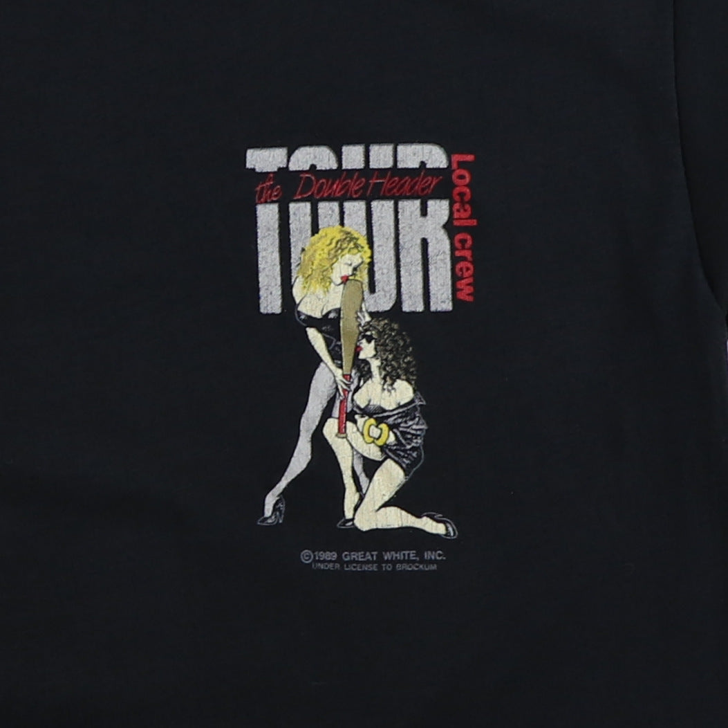 1989 Great White Double Header Tour Crew Shirt