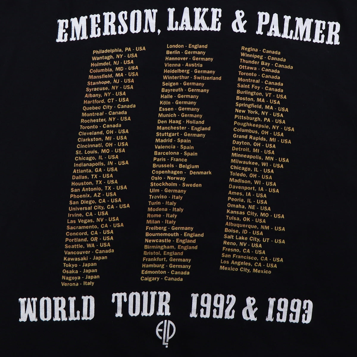 1992 Emerson Lake Palmer ELP World Tour Shirt