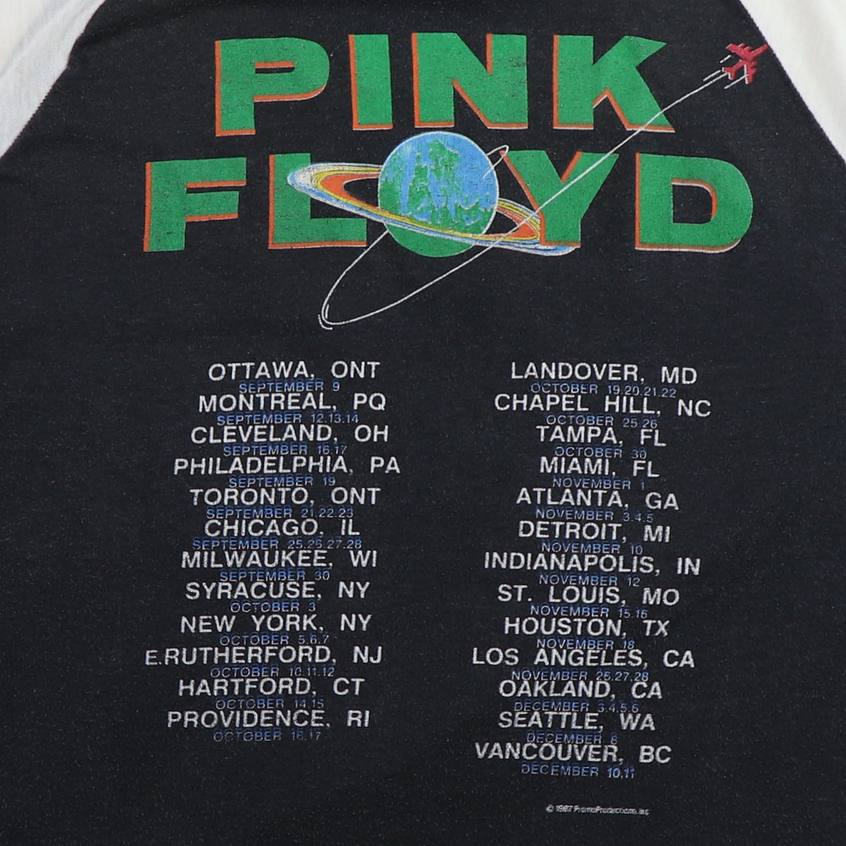 1987 Pink Floyd Momentary Lapse Of Reason Tour Jersey Shirt