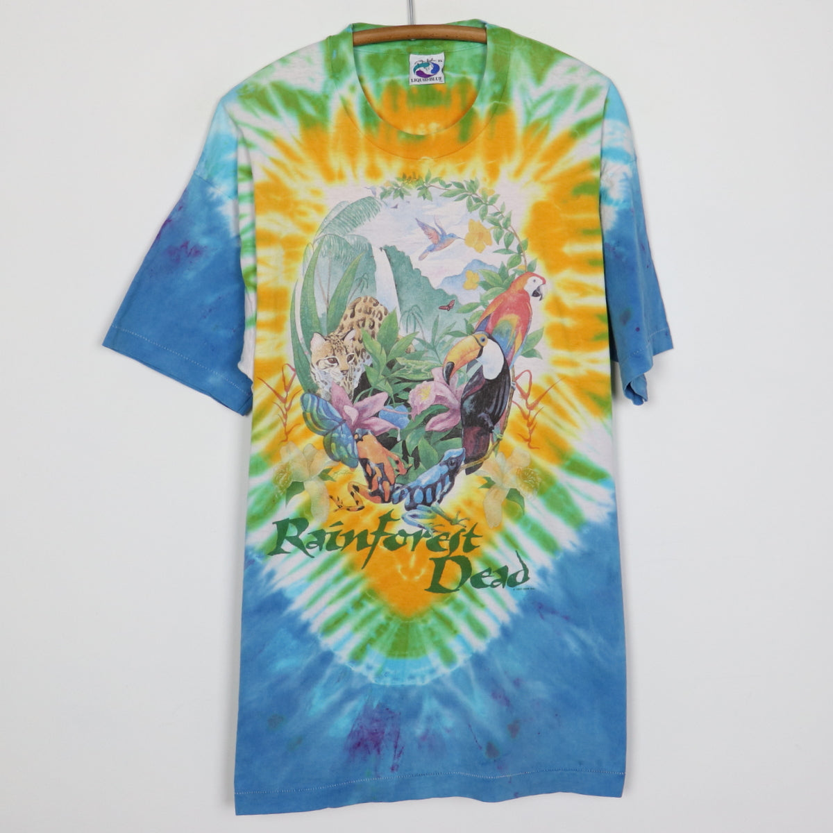 1993 Grateful Dead Rainforest Dead Liquid Blue Summer Tour Tie Dye