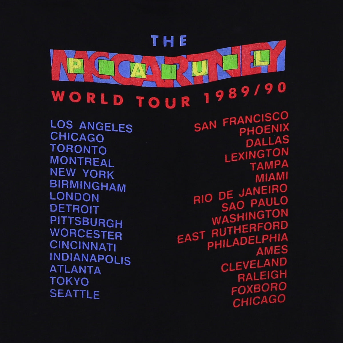 1989 Paul McCartney World Tour Shirt